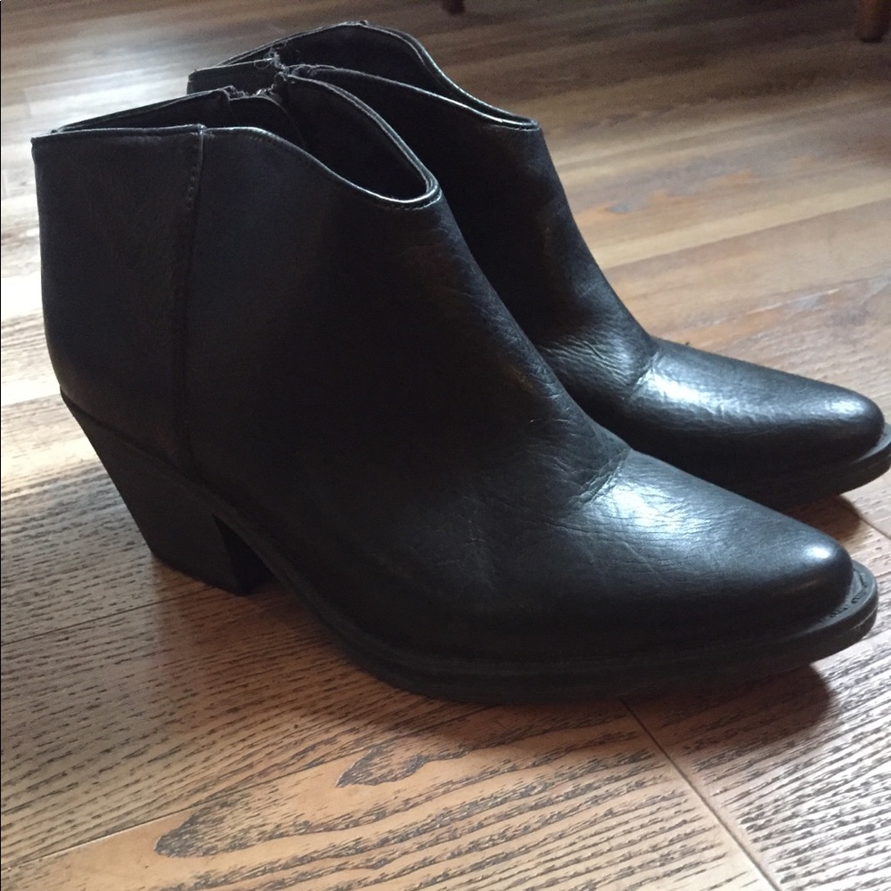 Black leather ankle boots